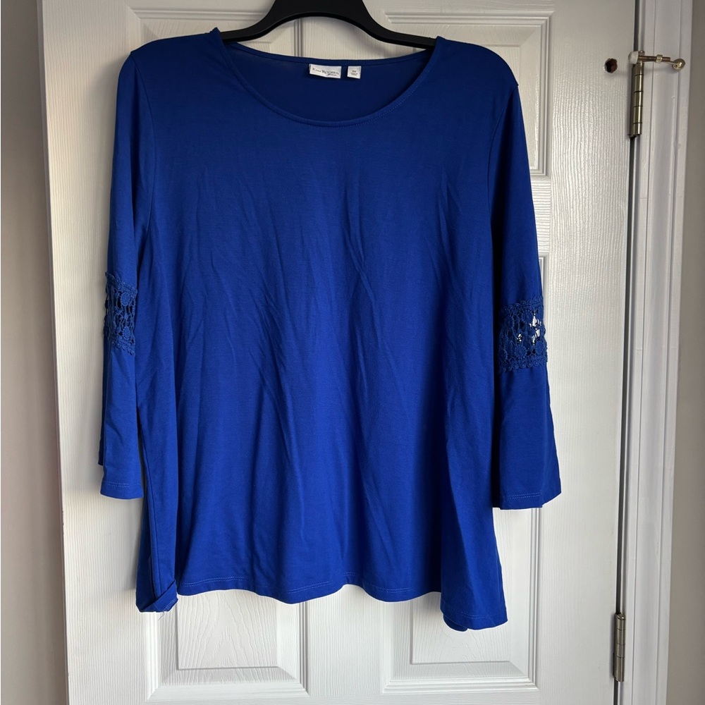 Kim Rogers Royal Blue Long Sleeve Top with Lace Accents